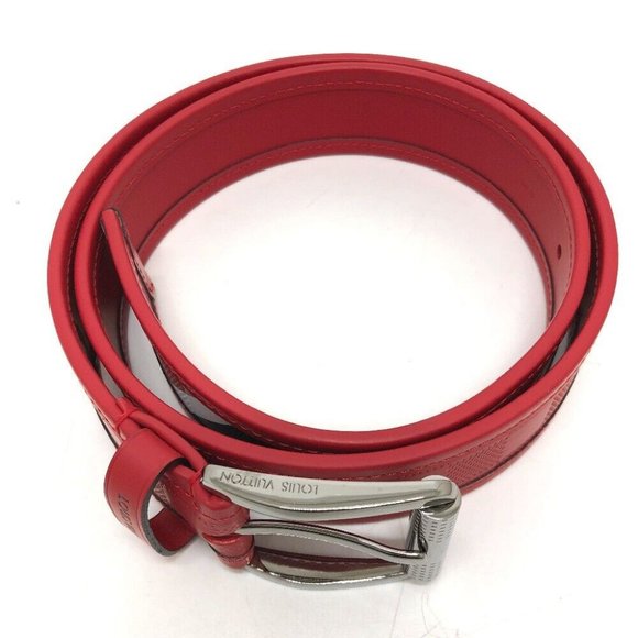 LOUIS VUITTON Damier Infini Ceinture stamp belt Leather Red/SilverHardwar main image 8